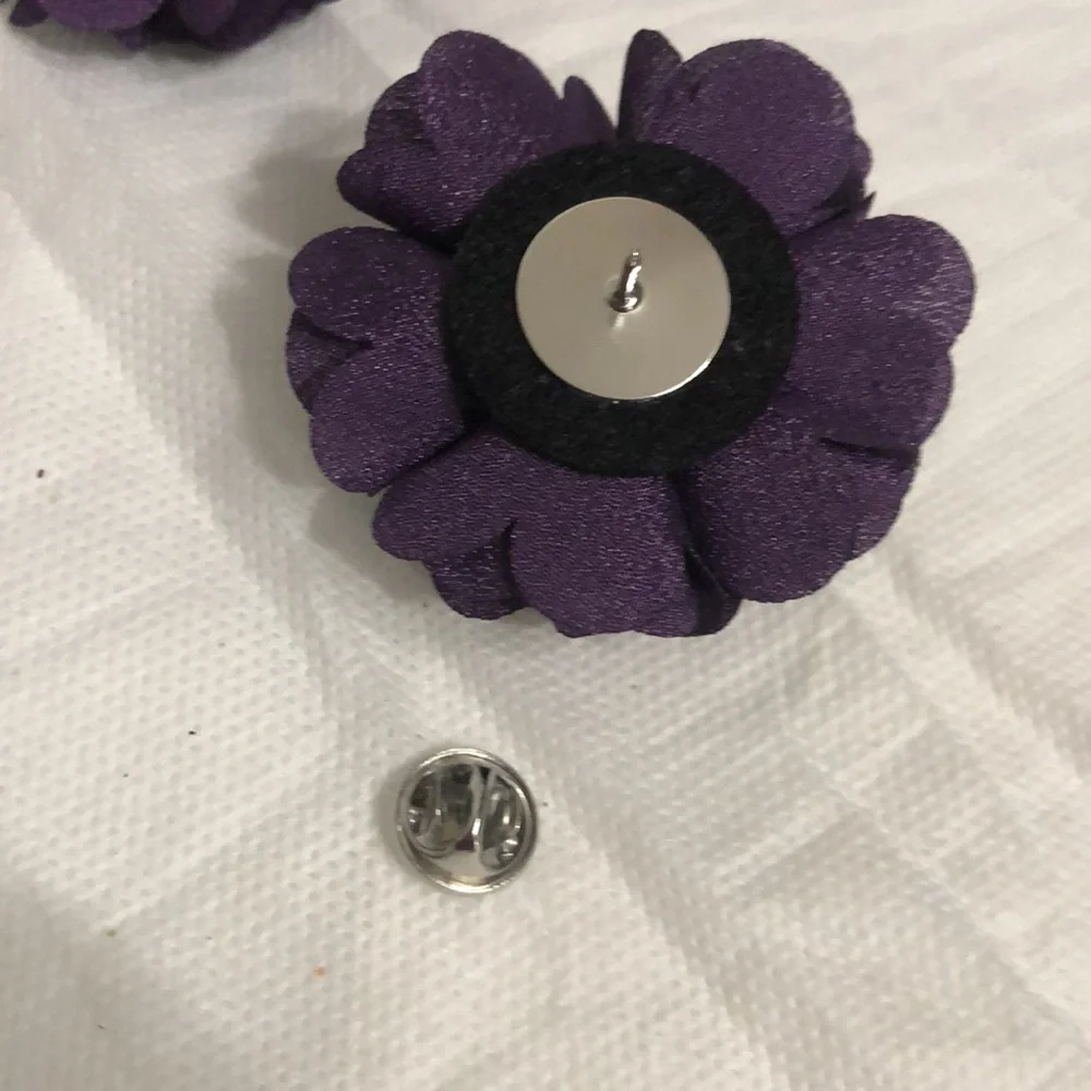Purple Flower Button Pins bundle of 14